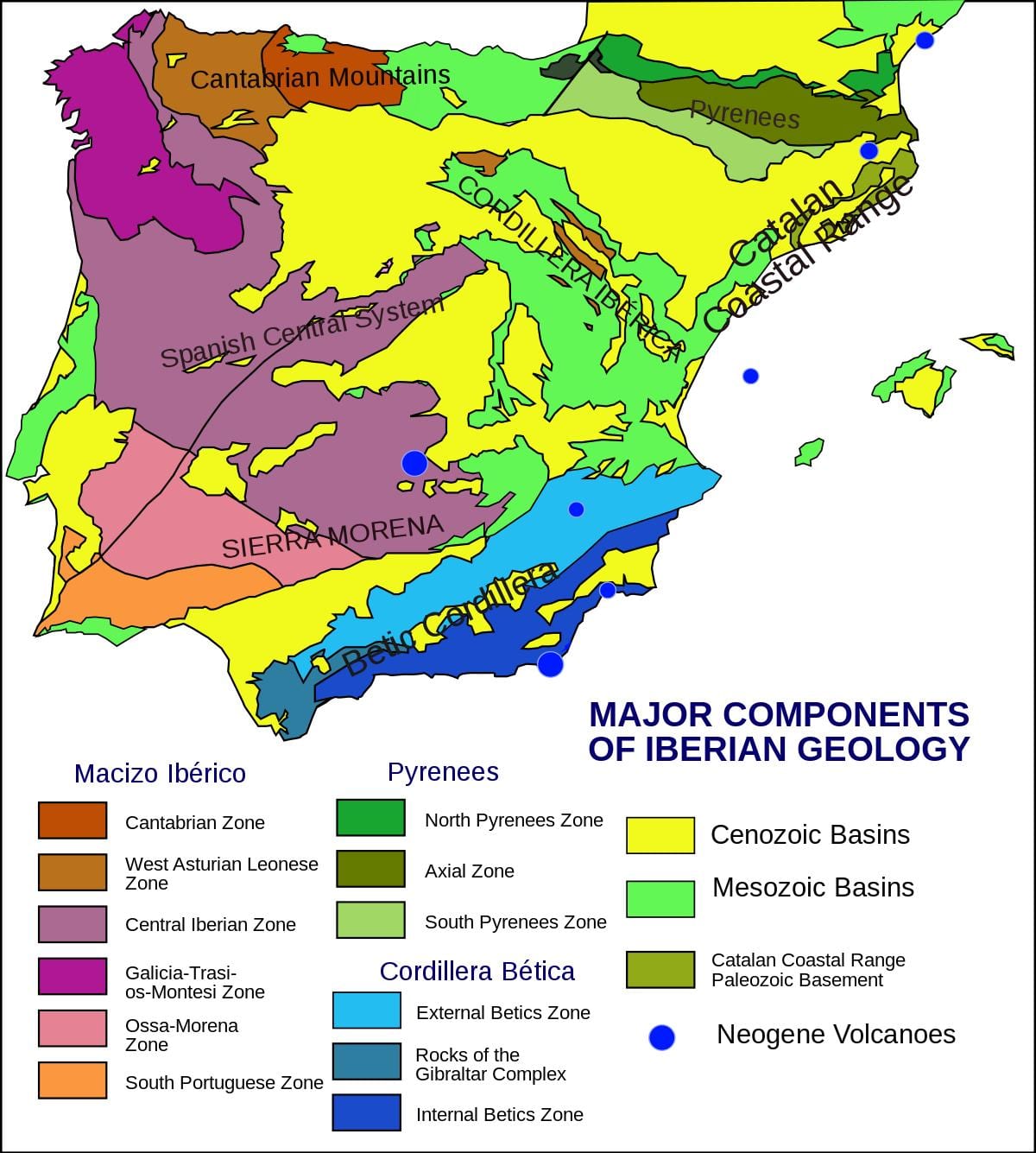 mappa di Spagna geologico