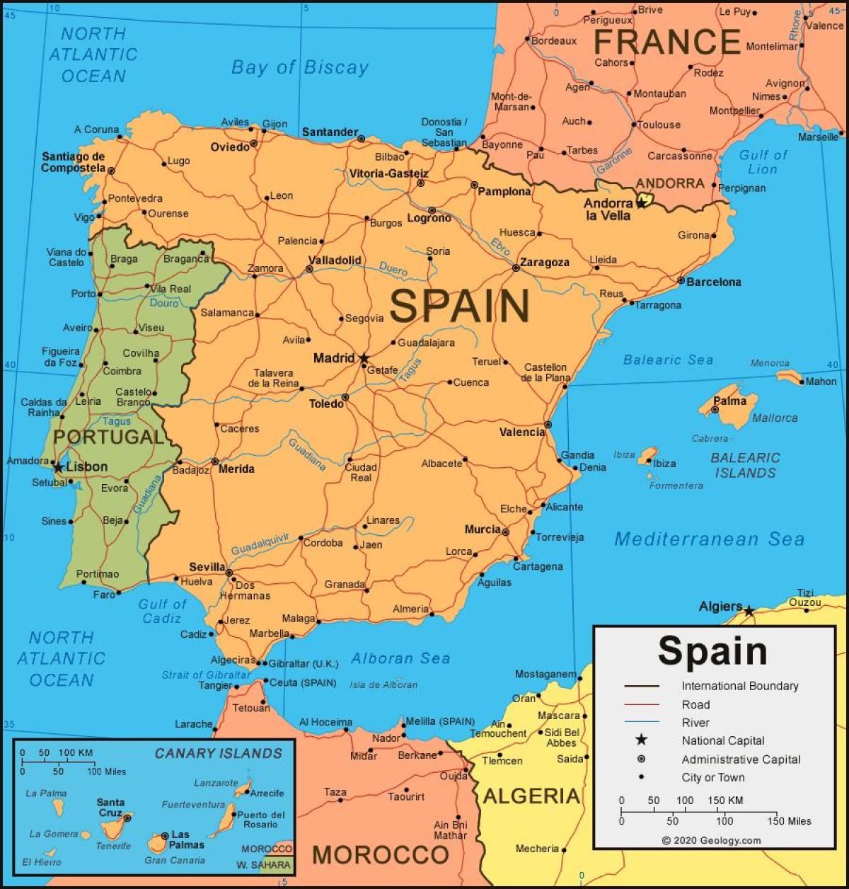 Mappa Della Spagna E Dei Paesi Circostanti 