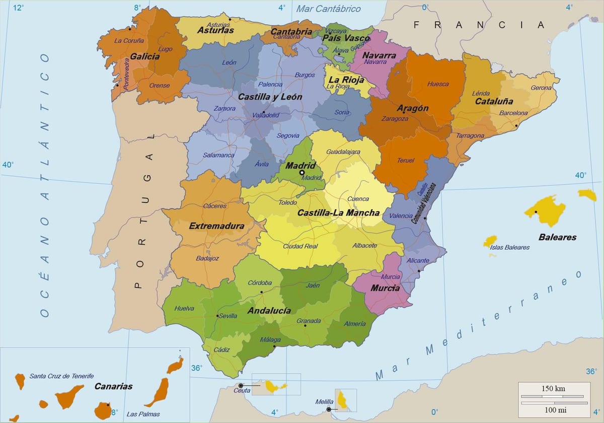 mappa della Spagna e le sue isole