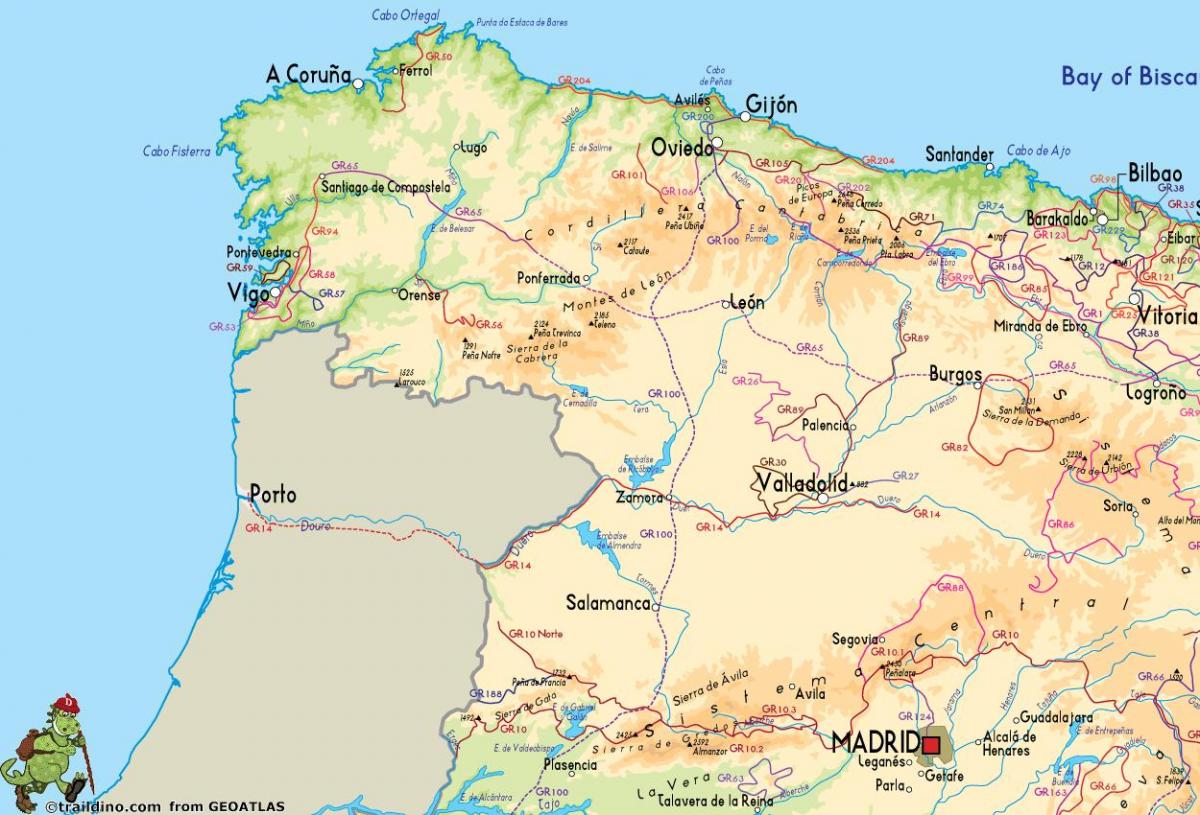 Mappa di nord - ovest della Spagna Mappa del nord-ovest della Spagna