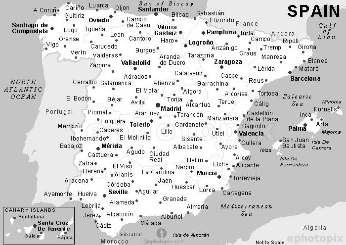 Mappa In Bianco E Nero Di Spagna Cartina Della Spagna In Bianco E Nero Europa Del Sud Europa