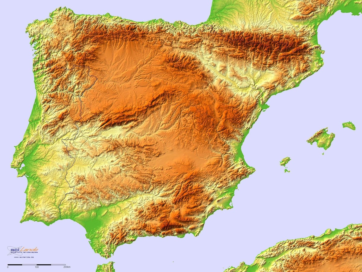 mappa della Spagna di soccorso