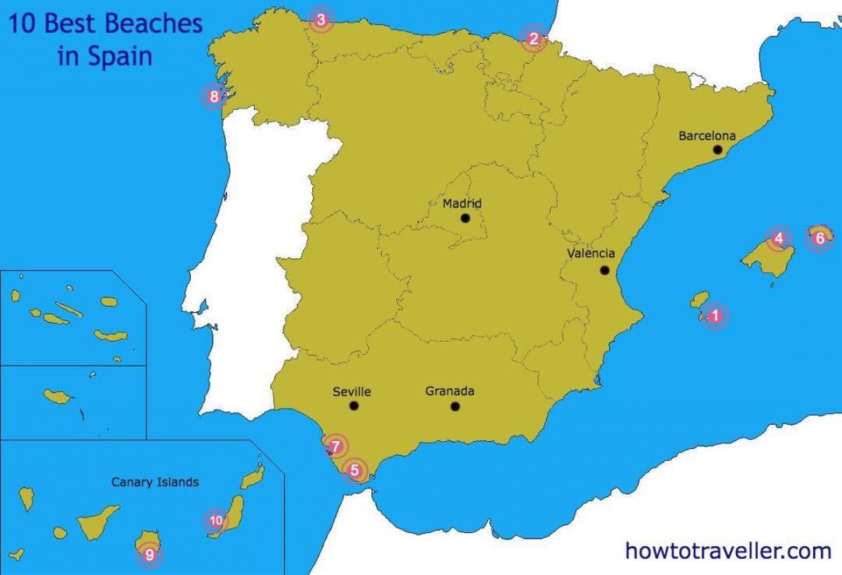mappa delle migliori spiagge in Spagna