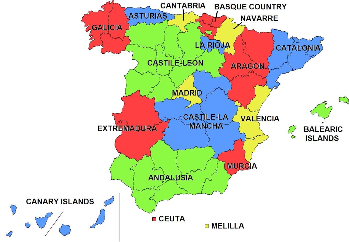 mappa della Spagna comunità autonoma