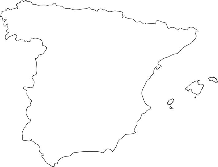 contorno, mappa della Spagna con la città