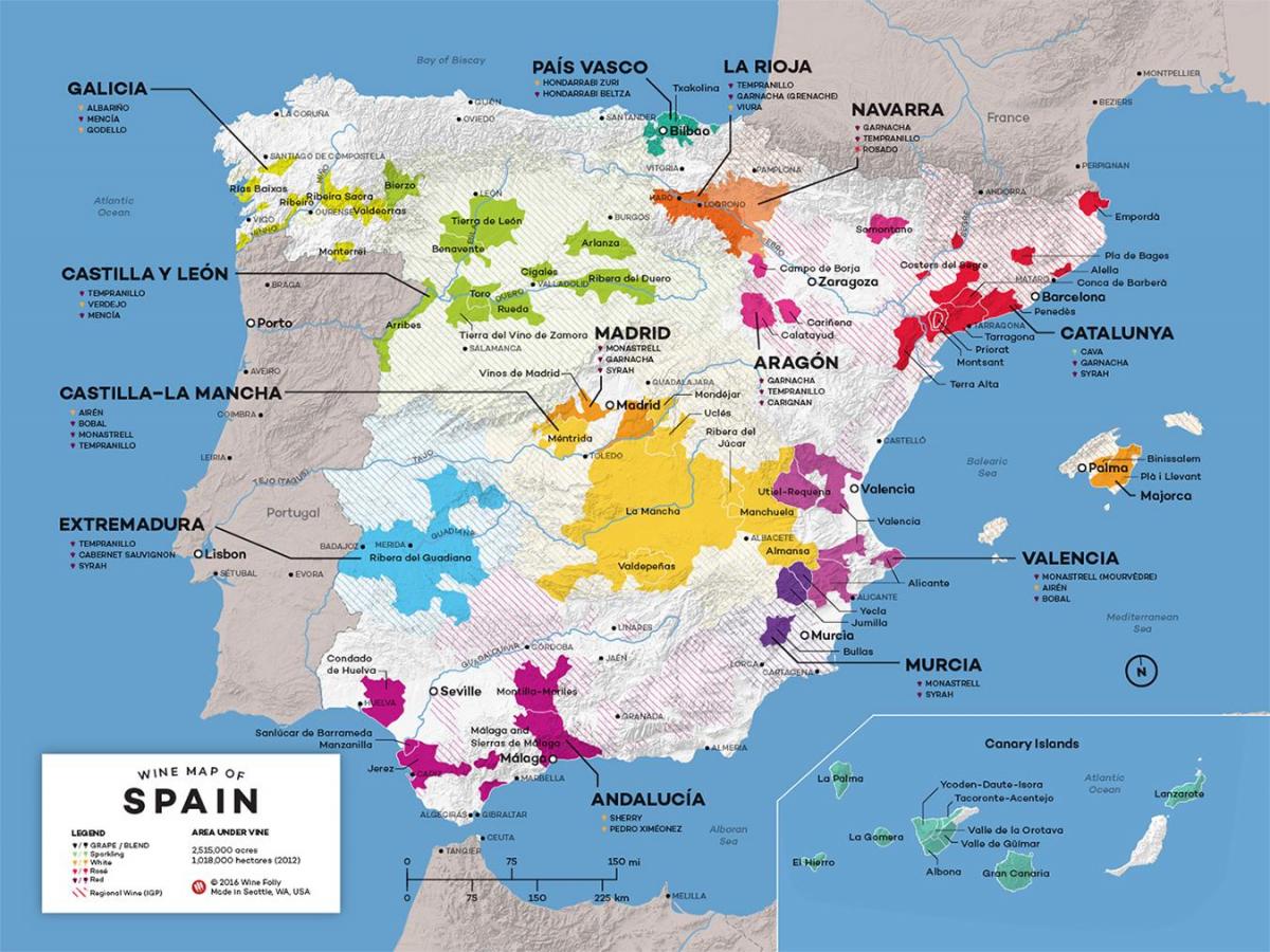 vini di Spagna mappa