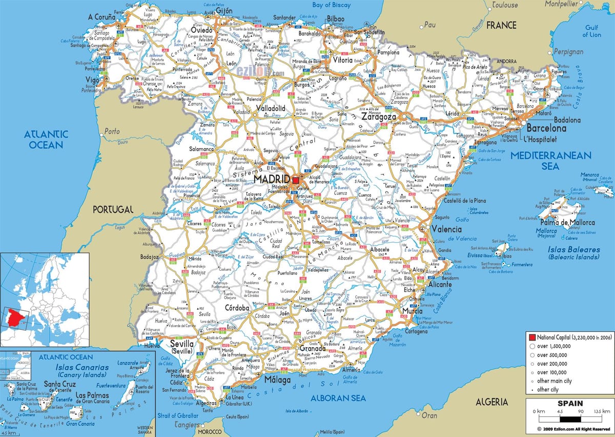 Spagna mappa del percorso