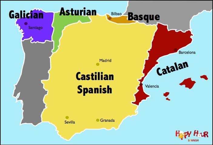 mappa di Spagna lingua
