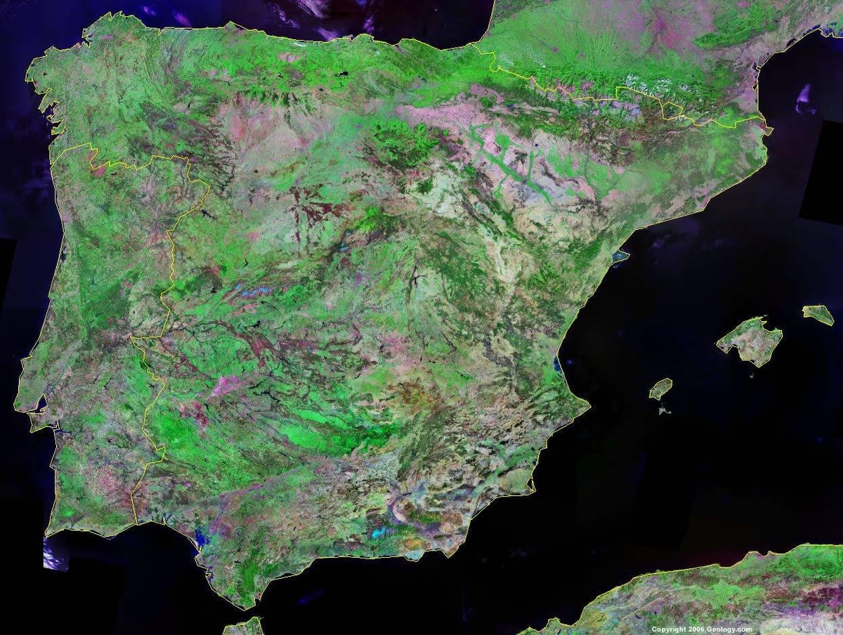 mappa di Spagna satellitare