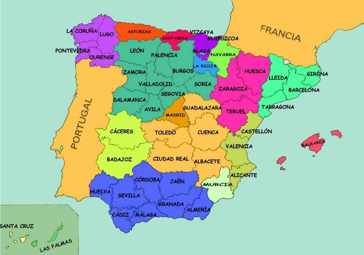 Spagna stati sulla mappa Mappa della Spagna stati (Europa del Sud Europa) Spagna stati sulla mappa Mappa della Spagna stati (Europa del Sud Europa)