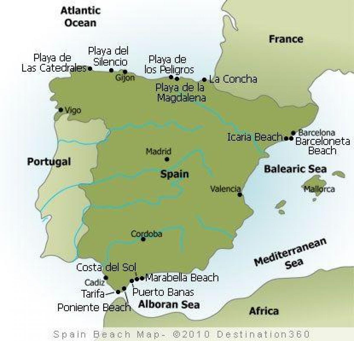 Spagna Spiagge Mappa Cartina Della Spagna Spiagge Europa Del Sud