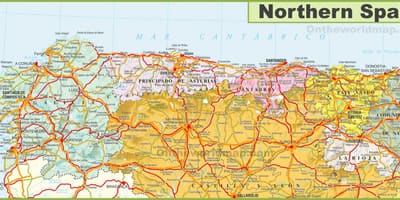 Mappa del nord della Spagna con la città