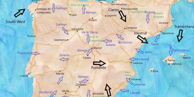 Mappa di Spagna vento