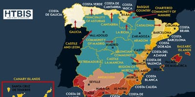 Mappa di sud della Spagna, la costa