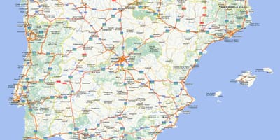 Mappa stradale di Spagna con la città