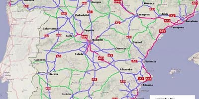 Mappa di Spagna autostrada