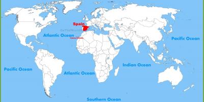 Mappa del mondo che mostra Spagna