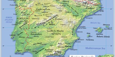 Mappa topografica Spagna