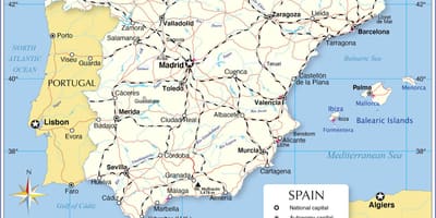 La mappa mostra la Spagna