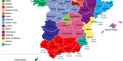 Spagna mappa di regioni, province