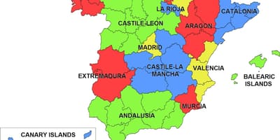 Mappa della Spagna e regioni