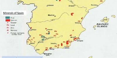 Mappa di Spagna risorse naturali